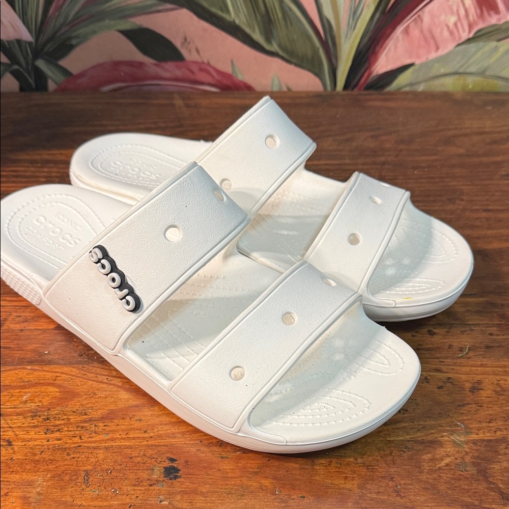 CROCS  White Men slide sandals size 12 Women Size 14